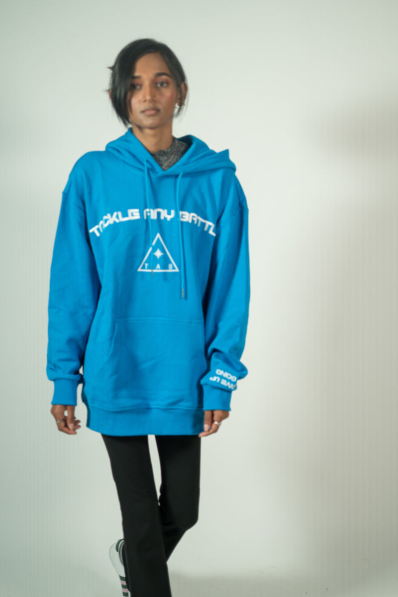 Tackle Any Battle Hoodies Light Blue